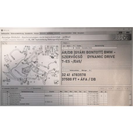 ÁR/DB [GYÁRI BONTOTT] BMW - SZERVÓCSŐ - DYNAMIC DRIVE - 7-ES -/E65/ - |32 41	6783578|