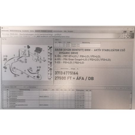 ÁR/DB [GYÁRI BONTOTT] BMW - DYNAMIC DRIVE CSŐ - 5-ÖS - F07 GT+LCI /  F10+LCI / F11+LCI; 6-OS - F06 Gran Coupé+LCI / F12+LCI / F13+LCI; 7-ES - F01+LCI / F02+LCI	-|3713	6775164|