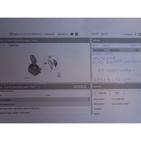 BMW G01/ G02 Automataváltó  kar /Gyári bontott újszerű/