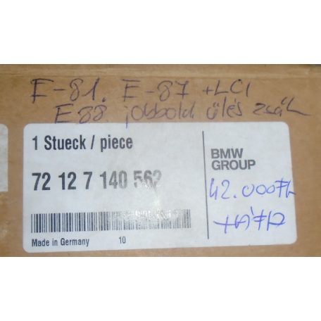 [GYÁRI ÚJ] BMW - JOBB OLDALI ÜLÉS ZSÁK - 1-ES / E81; E87+LCI; E88 - 7212 7140562