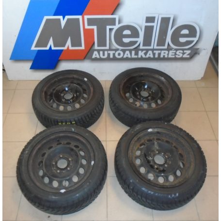 ÁR/DB! [GYÁRI HASZNÁLT] BMW - ACÉLFELNI GARNITÚRA 16" TÉLI GUMIKKAL -  205/55R16 - 91H DUNLOP ÉS SEIBERLING -( NEGYEDIK GUMI MÁS MINTÁJÚ!)