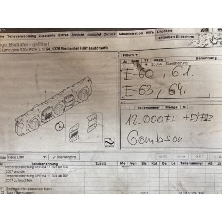 [GYÁRI ÚJ] BMW Gombsor 5 / 6 / 
