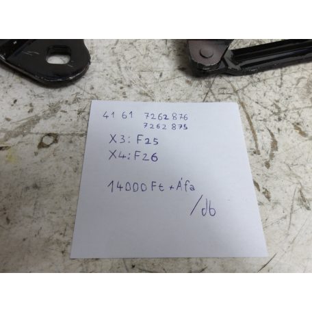 (ÁR/DB)[GYÁRI ÚJ] BMW JOBB ÉS BAL MOTORHÁZTETŐ ZSANÉR | X3 F25 / X4 F26 | 41 61 7262876 / 41 61 7262875