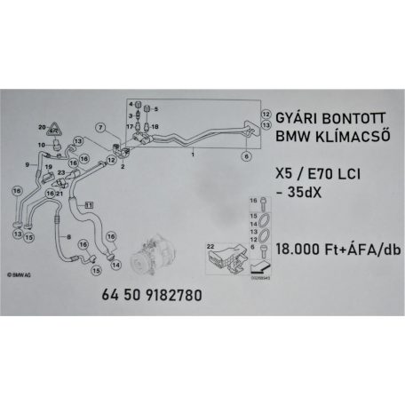 [GYÁRI BONTOTT] BMW - KLÍMACSŐ - X5 / E70 LCI ( - 35dX ) - 9182780