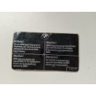 (GYÁRI ÚJ) BMW Öntapadós matrica "original BMW Teile" 3-as E46 / E90+LCI / E91+LCI / E92+LCI / E93+LCI / 5-ös E60+LCI / E61+LCI / F07 GT / 7-es E65 /E66 / X1 E84 / X3 E83+LCI / X5 E70+LCI / X6 E71 