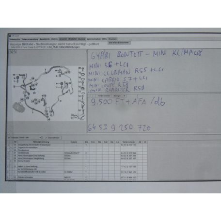 [GYÁRI BONTOTT] MINI - KLÍMACSŐ - MINI R56+LCI ; CLUBMAN R55 + LCI ; CABRIO 57+LCI ; COUPÉ R58 ; ROADSTER R59 - 64539250720