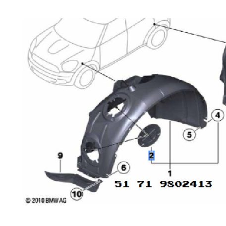 [GYÁRI ÚJ] MINI ELSŐ DOBBETÉT FEDÉL | COUNTRYMAN R60 / PACEMAN R61 | 51 71 9802413