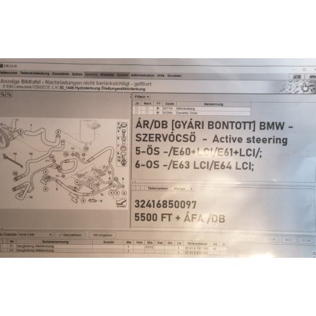 ÁR/DB [GYÁRI BONTOTT] BMW - SZERVÓCSŐ  Active steering  - 5-ÖS -/E60+LCI/E61+LCI/; 6-OS -/E63 LCI/E64 LCI;  - 3241 6850097