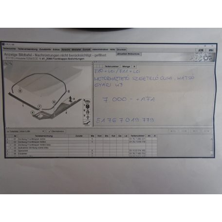 BMW F10 +LCI /F11+ LCI Motorháztető szigetelő gumi Hátsó /Gyári új/