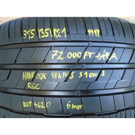 [GYÁRI HASZNÁLT] Nyári gumi  315/35R21 - 111Y Hankook Ventus S1 Evo 3 RSC deffekttűrő - DOT 4620 - 6mm -