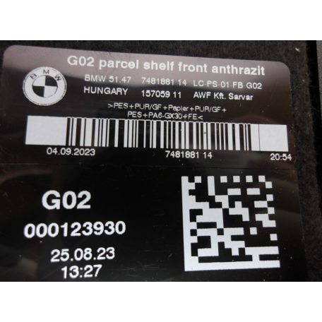 [GYÁRI ÚJ] BMW KALAPTARTÓ (2 RÉSZES) | X4 G02 +LCI | 51 47 7481881 & 51 49 7483726