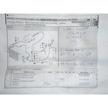 ÁR/DB [GYÁRI BONTOTT] BMW - KLÍMACSŐ - M3-AS E46 - |CSZ.: 6902681 |