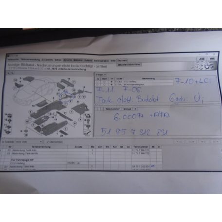 BMW /F10 + LCI / F11 / F06 Tank alatti burkolat /Gyári új /