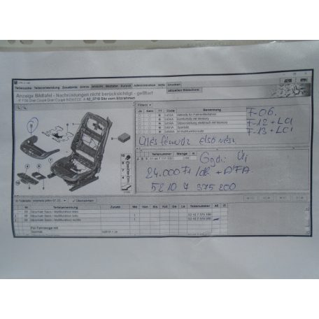 Gyári, új BMW 6-os (F06/F12+LCI/F13+LCI) ülés fémváz (első rész)