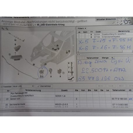 [GYÁRI ÚJ] BMW - Légzsák szenzor / X5 F15 , F85 M , X6 , F16 , F86 M
