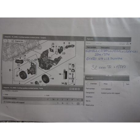 Gyári, új BMW vízpumpa - 3-as (G20/G21), 5-ös (G30 LCI/G31 LCI); X3-as (G01+LCI) 20e/30e