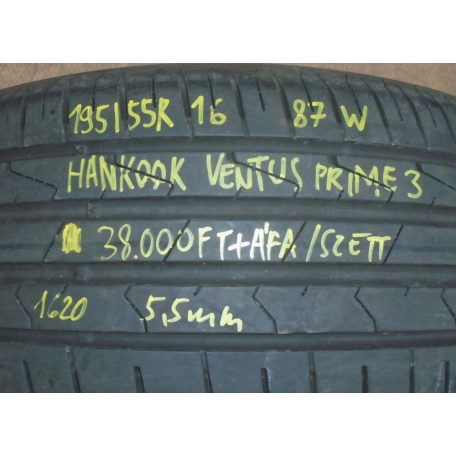 ÁR/GARNITÚRA (4 DARAB) [GYÁRI BONTOTT] NYÁRI GUMI - 195 / 55 R 16 - 87W - HANKOOK VENTUS PRIME 3 - DOT: 1620 - 5,5mm  