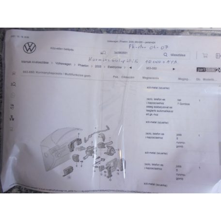 Volkswagen  Phaeton  - Kormányoszlop állító (2004-2007)
