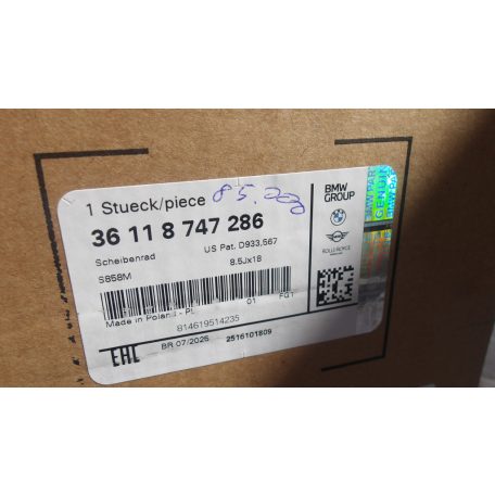[GYÁRI ÚJ] BMW G26 FELNI STYLE 858M 8.5JX18 ET36 8747286