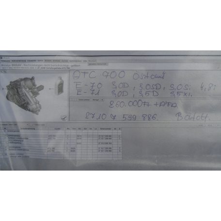 [GYÁRI BONTOTT] BMW - OSZTÓMŰ ATC 700 -  X5 / E70 - 3.0D ; 3.0SD ; 3.0SI ; 4.8I - X6 / E71 - 3.0D ; 3.5D ; 3.5XI 