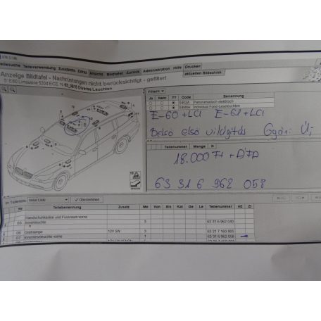 [GYÁRI ÚJ] BMW - Belső világítás (első) / E60+LCI , E61+LCI / (5-ös)