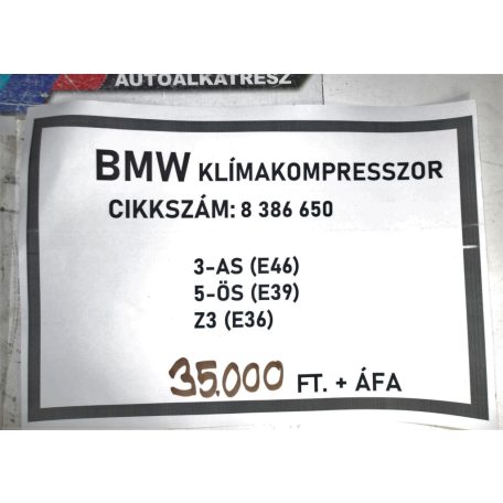 [GYÁRI BONTOTT] BMW - KLÍMAKOMPRESSZOR - 3-AS - E46; 5-ÖS - E39; Z3 - E36 - CIKKSZÁM: 8386650 -