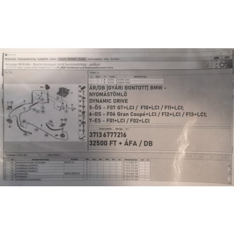 ÁR/DB [GYÁRI BONTOTT] BMW - NYOMÁSTÖMLŐ - DYNAMIC DRIVE - 5-ÖS - F07 GT+LCI /  F10+LCI / F11+LCI; 6-OS - F06 Gran Coupé+LCI / F12+LCI / F13+LCI; 7-ES - F01+LCI / F02+LCI -|3713	6777216|