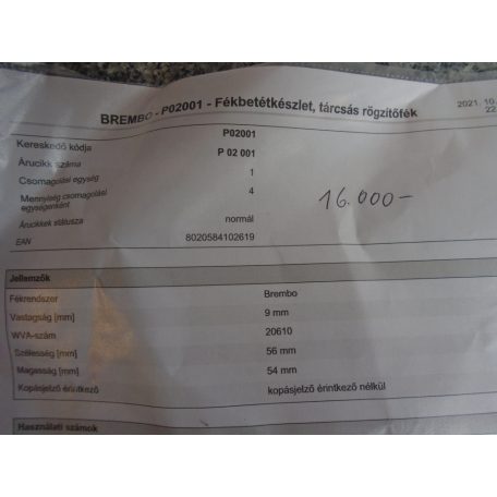 [GYÁRI ÚJ] Brembo fékbetétszett