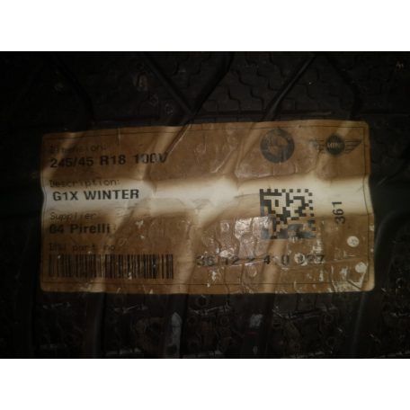 1 DB [GYÁRI ÚJ] TÉLI GUMI - 245/ 45 R18- 100V - PIRELLI - SOTTOZERO 3 - RSC - DOT: 3621;