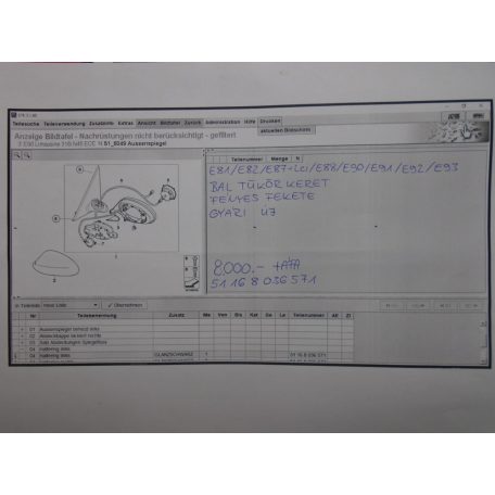 BMW 1-es/3-as bal tükör keret