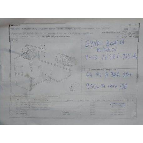 ÁR/DB [GYÁRI BONTOTT] BMW - KLÍMACSŐ - 7-ES -/ E38 / - |CSZ.: 8362284|