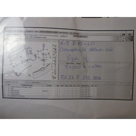 [GYÁRI ÚJ] BMW - ALSÓ CSOMAGTÉR ZÁR | E70 +LCI / X5 | 51247233909