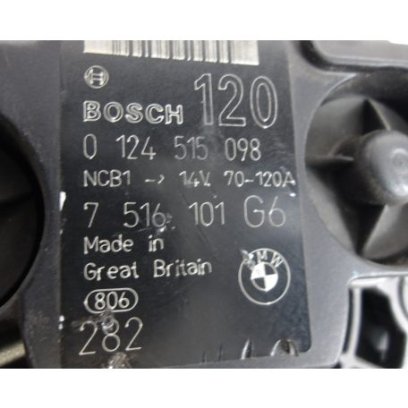 [GYÁRI BONTOTT] BMW - GENERÁTOR -  70-120A  -  14V - 1-ES ; 3-AS / E8x ; E9x - 1.8 ; 2.0 - CIKKSZÁM: 7516101 