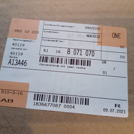 (GYÁRI ÚJ) BMW Napellenző iX3 G08 BEV / X3 G01+LCI / M F97 / X4 G02+LCI / M F98