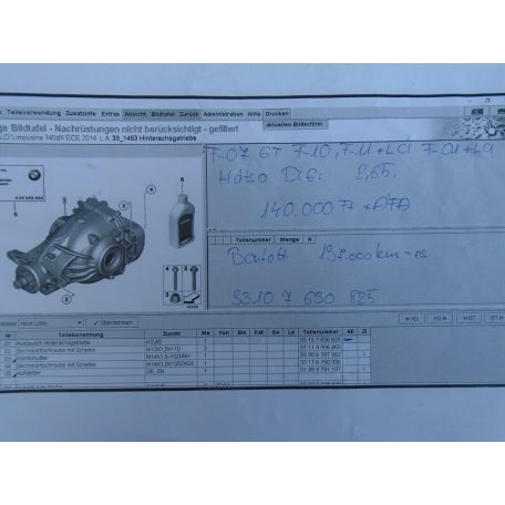 [GYÁRI bontott] BMW - Hátsó difi 2,65. (137.000km-es) 5-ös/7-es / F07GT,F10,F11+LCI,F01+LCI