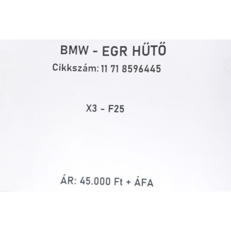 [GYÁRI BONTOTT] BMW - EGR HŰTŐ - X3 - F25 - 11 71 8596445