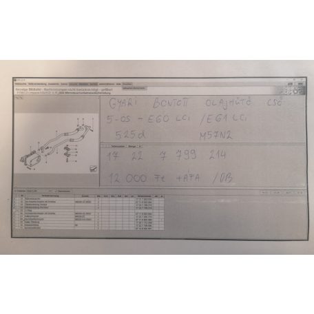 ÁR/DB [GYÁRI BONTOTT] BMW - OLAJHŰTŐ CSŐ - 5-ÖS / E60 LCI ; E61 LCI - 525d ; M57N2 - 17 22 7799214