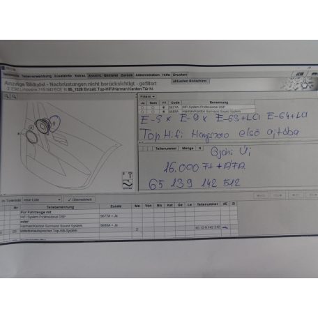 [GYÁRI ÚJ] BMW - Top hifi hangszóró (Első ajtóba) / E8x , E9x , E63+LCI , E64+LCI 