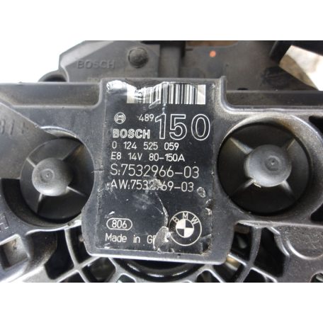 [GYÁRI BONTOTT, KIS SÉRÜLT] BMW - GENERÁTOR - 150 A - 14V - 1-ES ; 3-AS ; 5-ÖS ; X1 ; X3 ; Z4 / E81 ; E82 ; E87+LCI ; E88 ; E46 ; E90+LCI; E91+LCI; E92+LCI , E93+LCI; E60 LCI ; E84; E83+LCI; E85 - CIKKSZÁM: 7532966 