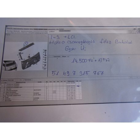 [GYÁRI ÚJ] BMW - Hátsó csomagtérajtó felső burkolat / I3 +LCI