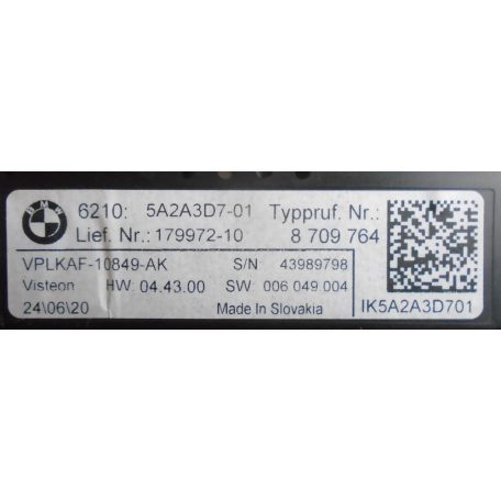 [GYÁRI BONTOTT, ÚJSZERŰ] BMW - KILOMÉTER ÓRA , BENZINES - 1-ES ; 2-ES ; Z4 / F40 ; F44 ; G29