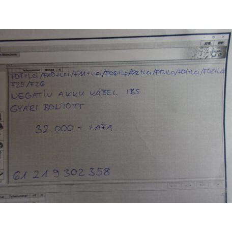 [GYÁRI bontott] BMW - Negatív akku kábel IBS - 5/6/7/X3/X4