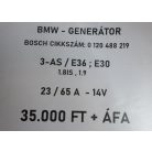 [GYÁRI BONTOTT] BMW - GENERÁTOR - 23-65 A - 14V -  3-AS / E36 ; E30 - 1.8is ; 1.9 - BOSCH CIKKSZÁM: 0 120 488 219 