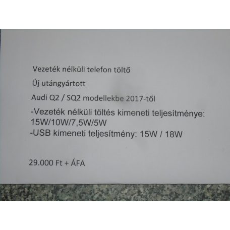 [UTÁNGYÁRTOTT ÚJ] AUDI - VEZETÉK NÉLKÜLI TELEFON TÖLTŐ - Q2 / SQ2 (2017-TŐL) 