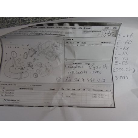 [GYÁRI ÚJ] BMW - Levegőcső / E46 , E60 , E61 , E65 , E83 , E53 , 3.0D / 3-as / 5-ös / 7-es / X3 / X5