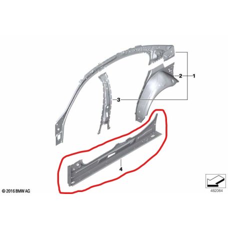 [GYÁRI ÚJ] BMW KÜSZÖBMEREVÍTŐ JOBB BELSŐ | 5-ÖS / M5 | 4100 7453082                                                          