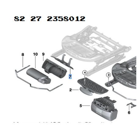 [GYÁRI ÚJ] BMW ÜLÉS ALATTI TŰZOLTÓKÉSZŰLÉK TARTÓ | 1-ES F52 / 2-ES F45+LCI; F46+LCI / X1 F48 | 82 27 2358012