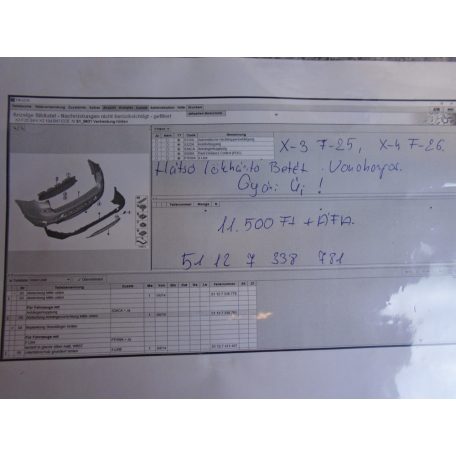 [GYÁRI ÚJ] BMW - Hátsó lökhárítóbetét (vonóhorgos) X3 F25 , X4 F26