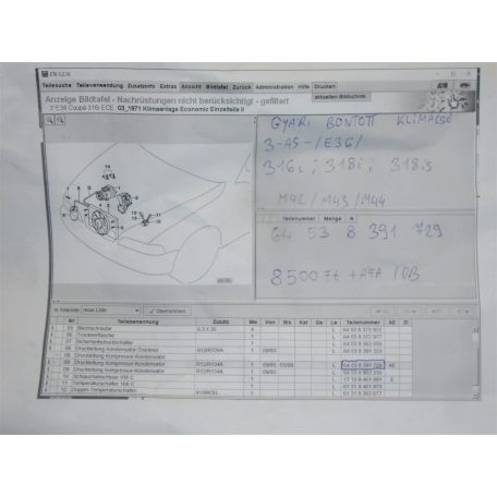 ÁR/DB [GYÁRI BONTOTT] BMW - "Economic" KLÍMACSŐ - 3-AS; Z3-AS -/ E36 / - |CSZ.: 6902230|