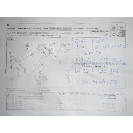 ÁR/DB [GYÁRI BONTOTT] BMW - KLÍMACSŐ - 5-ÖS -/ E60+LCI / E61+LCI / - |CSZ.: 6920356|